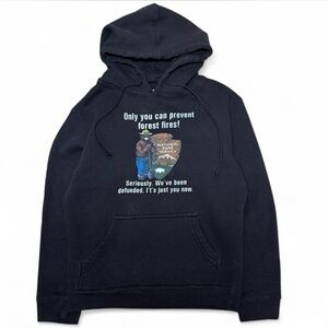 Black Hoodie with Forest Fire Prevention Design Smokey the bear